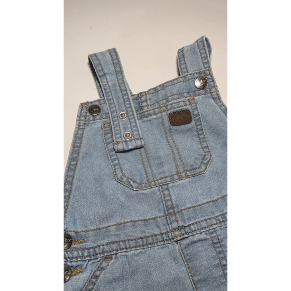 Toddler Lee Vintage Look Shortalls Denim Cotton Blend Size 2T Light Blue Unisex - Picture 5 of 9